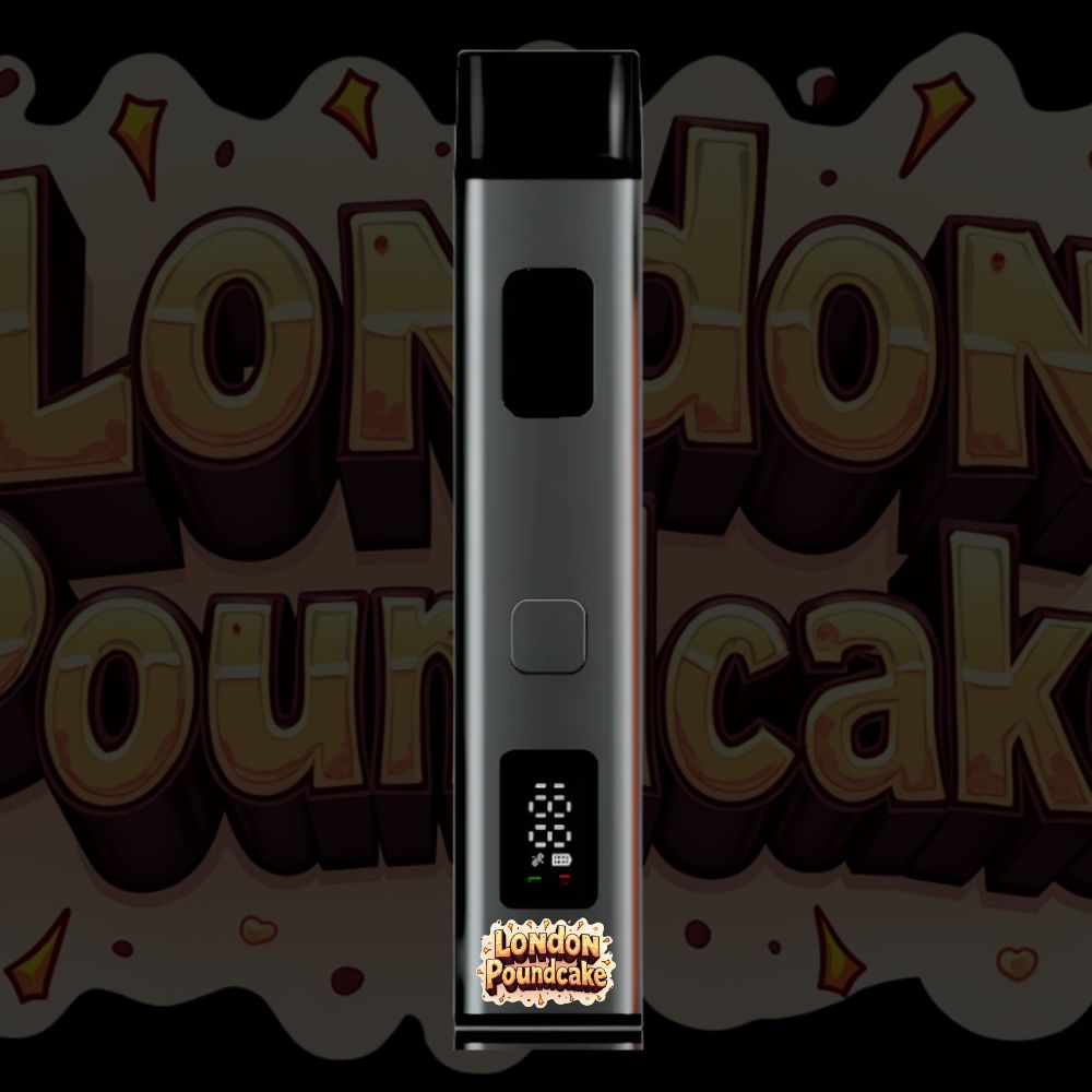 London Poundcake disposable vape pen with sleek design and bold dessert-style logo