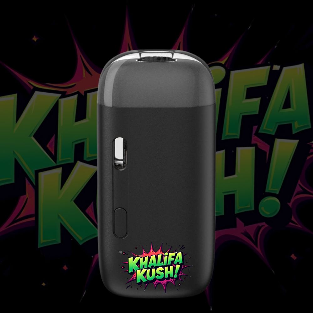 Khalifa Kush disposable vape pen with colorful graffiti-style logo