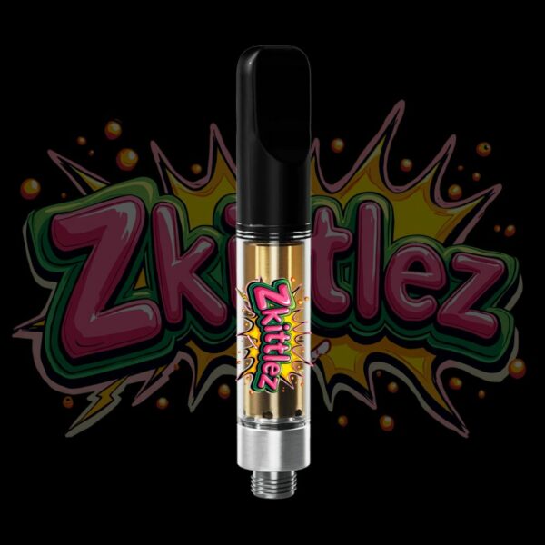 Zkittlez vape pen with colorful burst logo and rich solventless extract