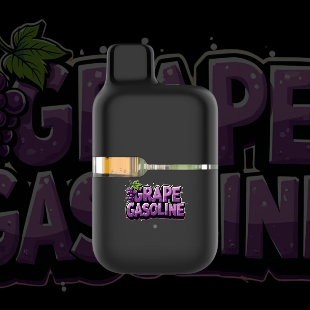 Grape Gasoline THC disposable vape pen featuring vibrant purple logo