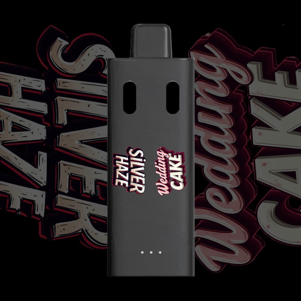 Silver Haze and Wedding Cake dual strain disposable vape pen