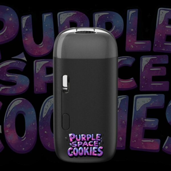 Purple Space Cookies disposable pod vape with galaxy-inspired label