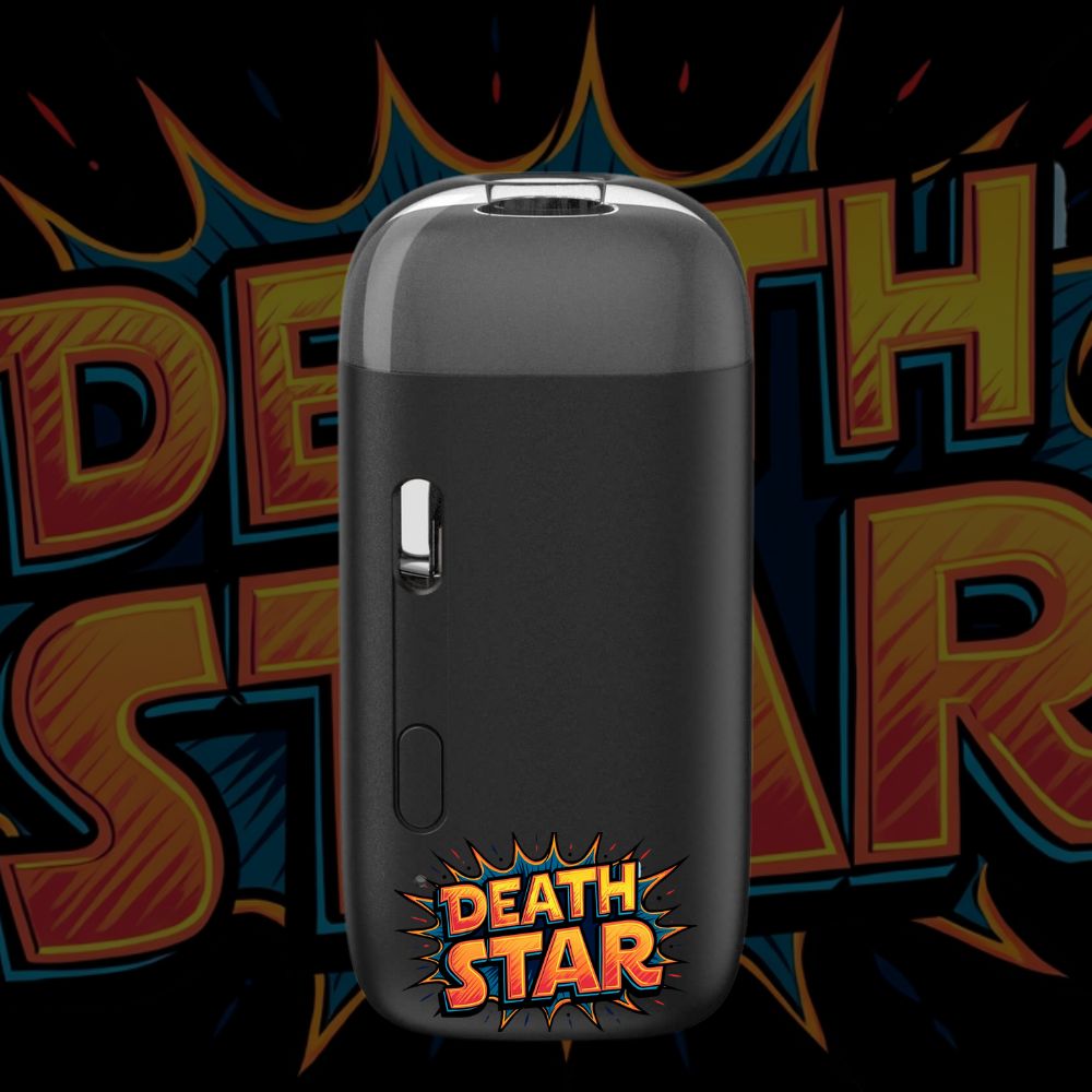 Death Star pod vape with powerful burst logo and bold black casing