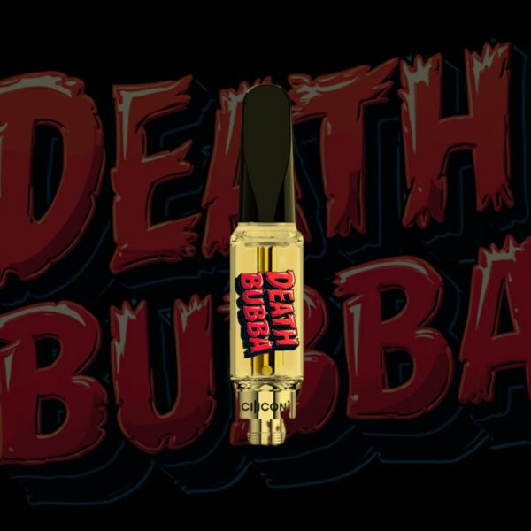 Death Bubba vape cartridge with red horror-style lettering