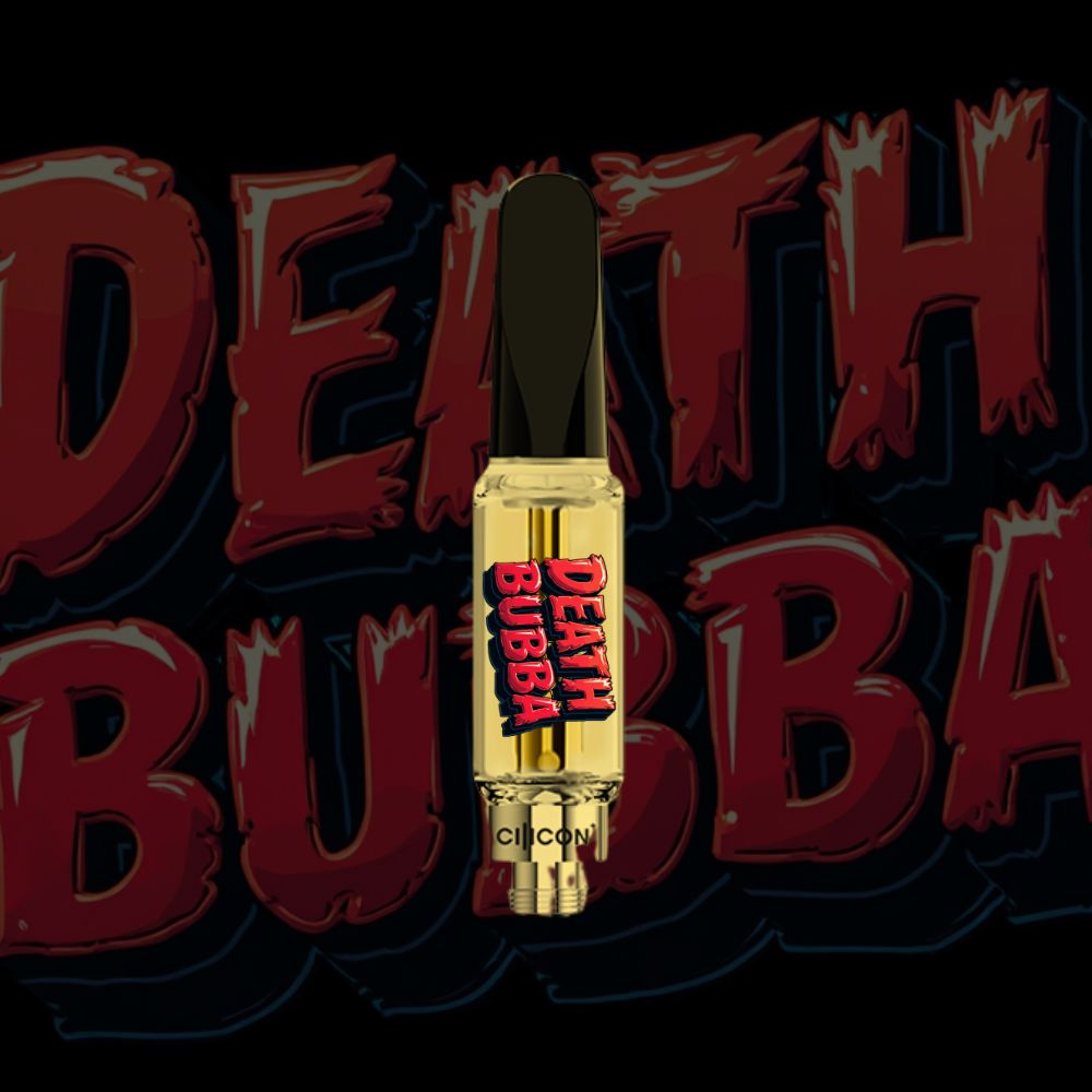 Death Bubba vape cartridge with red horror-style lettering