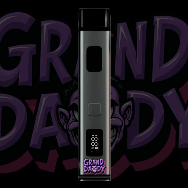 Grand Daddy disposable vape pen with dark purple branding and digital display