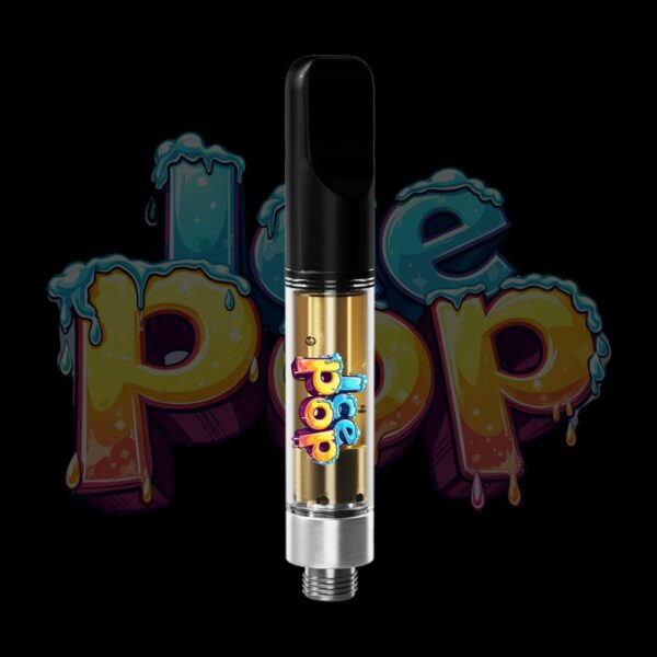 Ice Pop vape cartridge with icy font and chilled-out THC oil