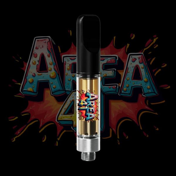 Area 41 vape cartridge with sci-fi themed label and premium THC oil