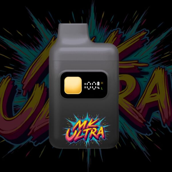 MK Ultra disposable THC vape pen – intense design with bright branding