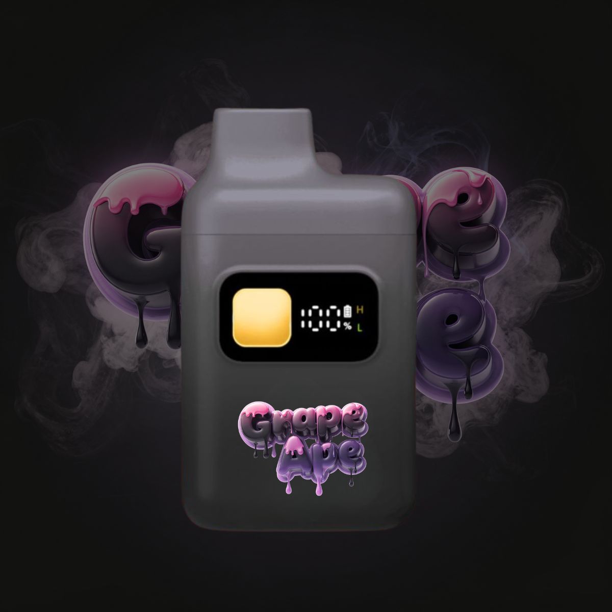 Grape Ape THC smart vape pen with digital screen and adjustable heat settings.
