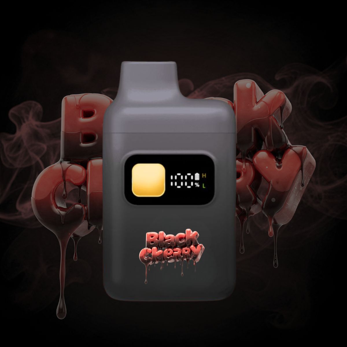 Black Cherry THC smart vape pen with adjustable heat settings and digital screen.