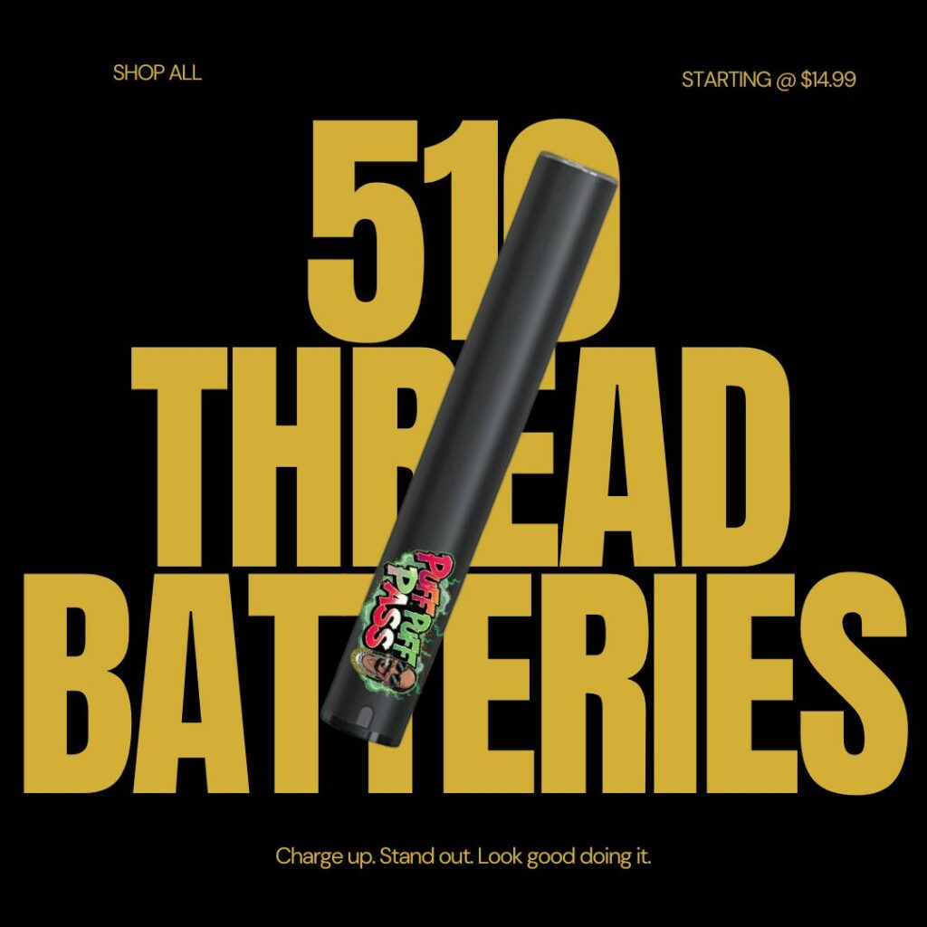 510 thread THC vape batteries – custom printed durable vape power