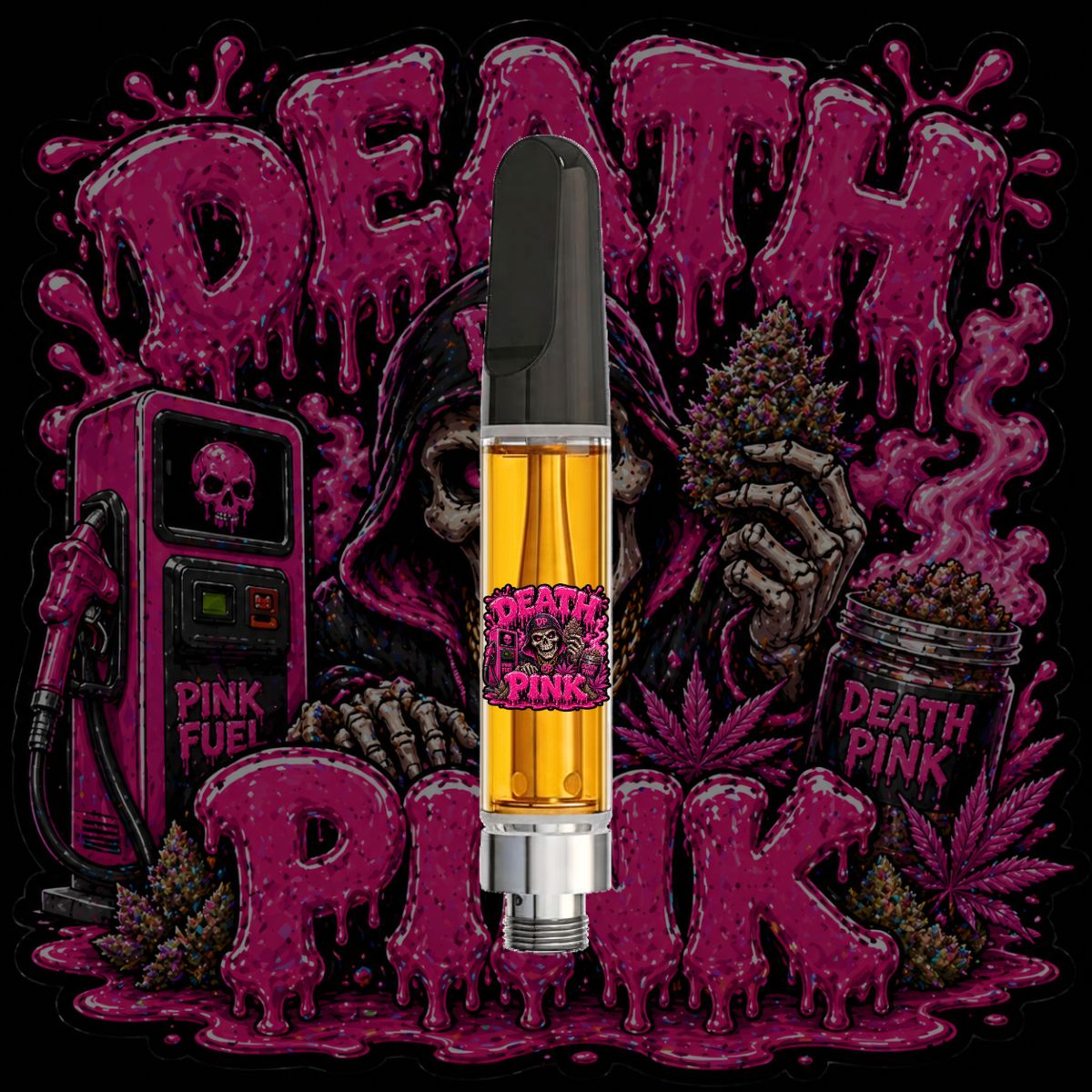 Death Pink, death pink vape, death pink cartridge, death pink HTSFE vape cartridge, indica vape, heavy indica, gas strain, pink kush strain, solventless vape, HTSFE live resin, THC cart, ceramic vape cartridge, full spectrum extract, relaxing vape, nighttime vape, gassy terpene profile, premium cannabis oil, couch lock strain, exotic indica, terpene rich vape, 71oil, full body effects, kush vape cartridge, floral gas strain, high THC vape, smooth vapor, live resin cart, potent indica strain, premium THC cartridge, sweet gas flavor