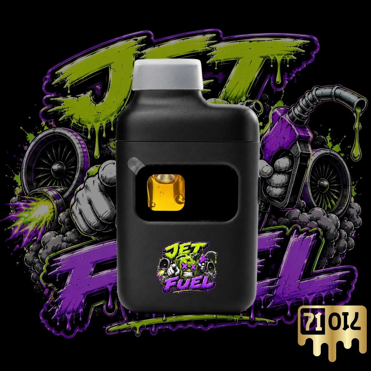 Jet Fuel Vape Pen 5G by 71 Oil with diesel fuel inspired artwork