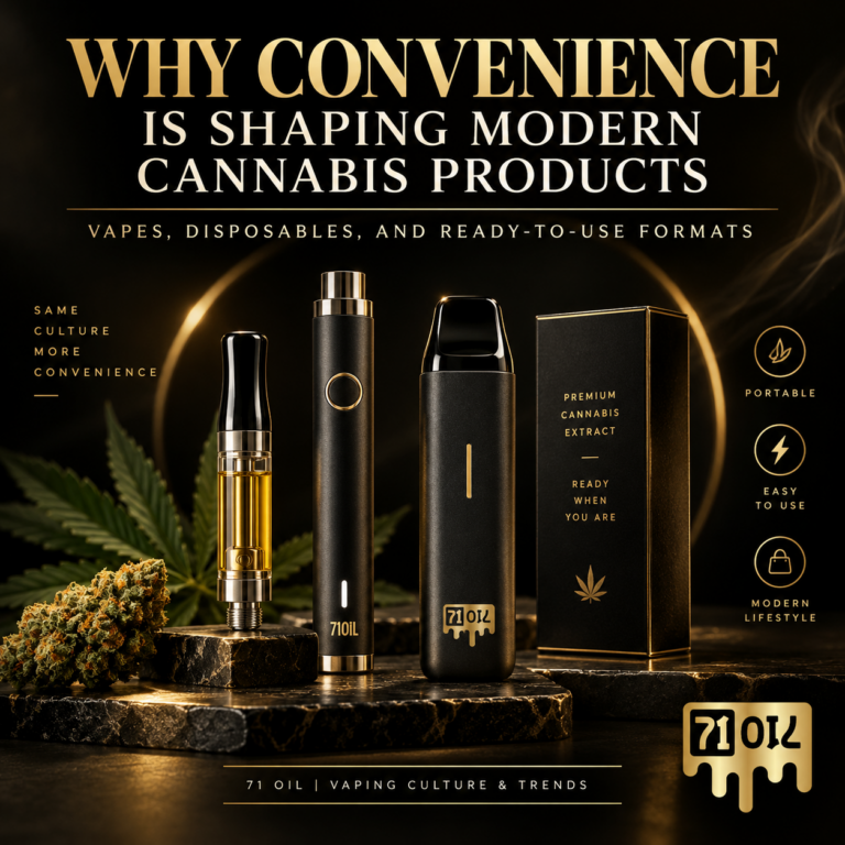 Modern cannabis vape cartridges, separate batteries, and all-in-one devices illustrating the cannabis convenience trend